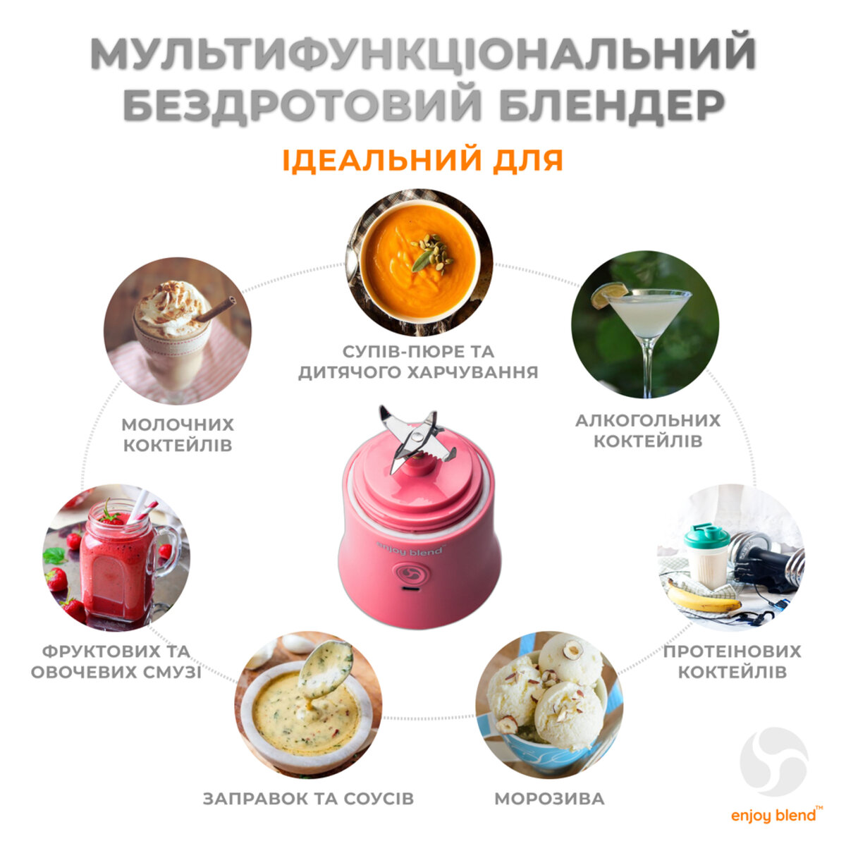 Портативний блендер ENJOY BLEND 63738399 рожевий (кораловий) (63738399) на картинке №4