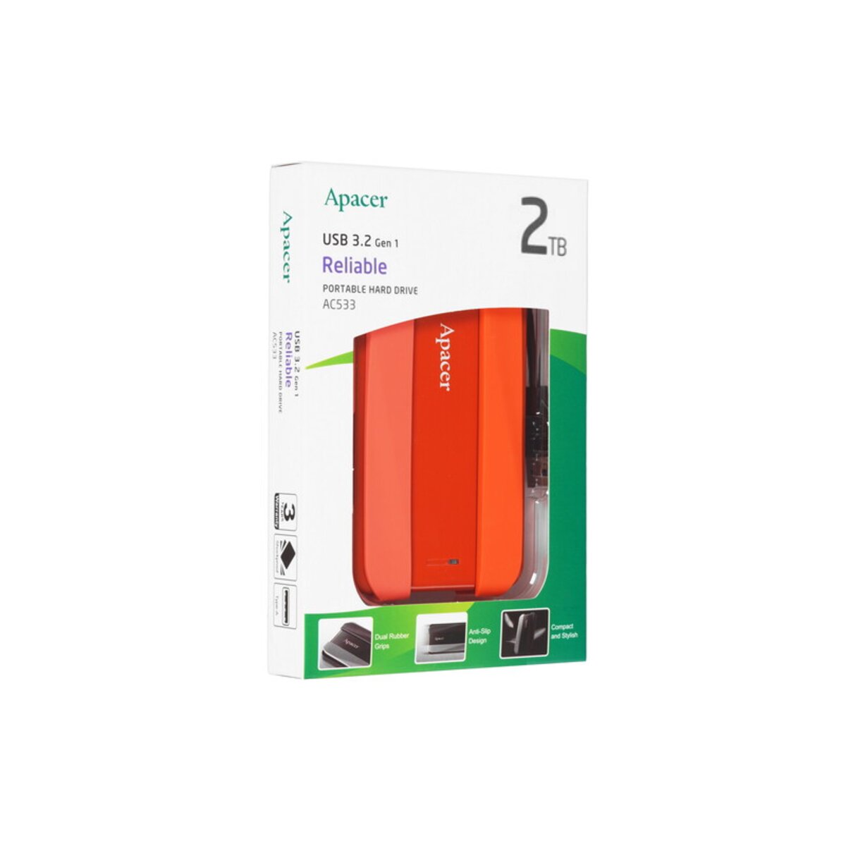 Зовнішній жорсткий диск PHD External 2.5 Apacer USB 3.2 Gen.1 AC533 1TB Red (AP1TBAC533R-1) на картинке №2