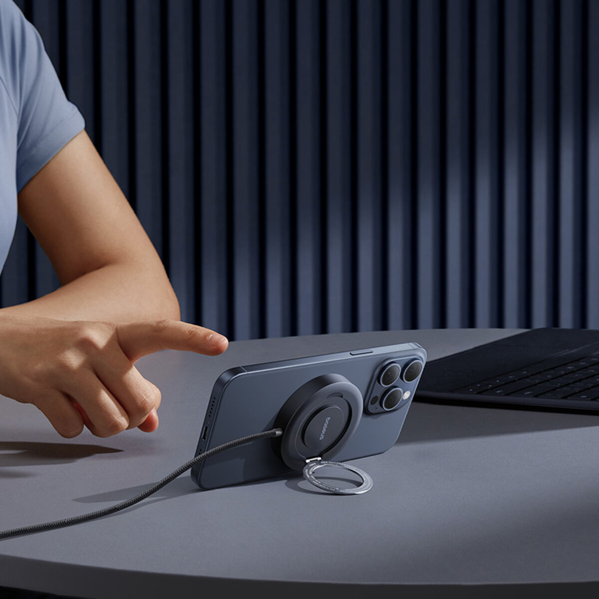 Бездротовий зарядний пристрій Baseus Simple Mini4 Magnetic Wireless Charging Stand Qi2 15W Universal Explorer Edition Cosmic Black на малюнкі №8