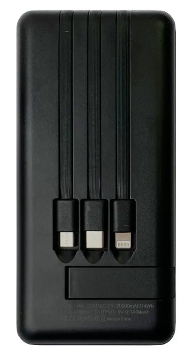 Зовнішній акумулятор WUW U44  20000mAh Black на малюнкі №1