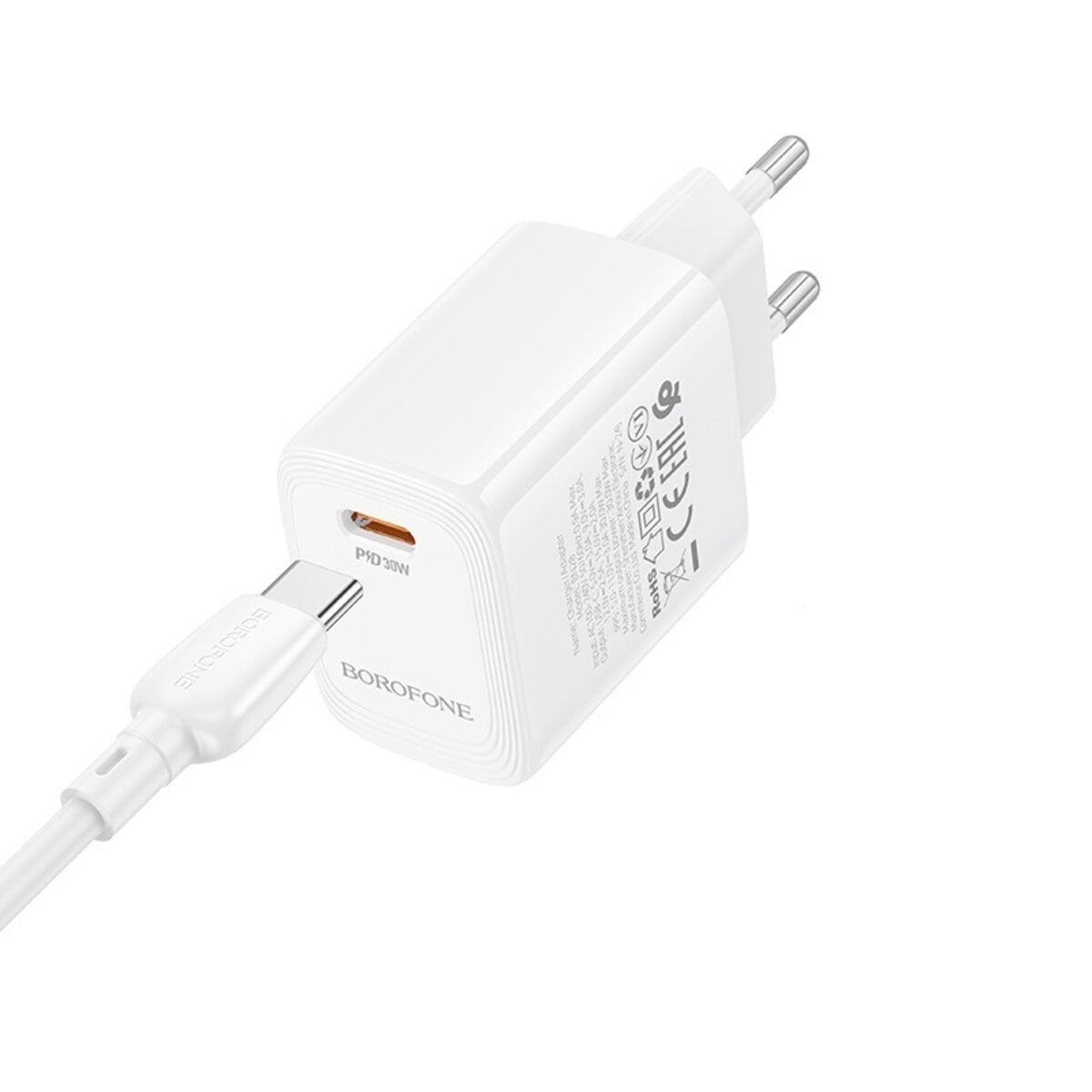 Мережевий зарядний пристрій BOROFONE BN28 Fuente single port PD30W charger (EU) White на малюнкі №6