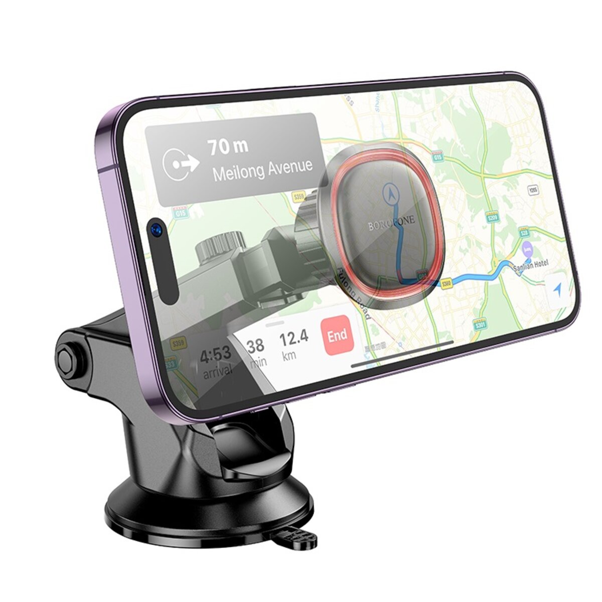 Автотримач для телефона BOROFONE BH125 Roman magnetic car holder (center console) Black and Red на малюнкі №5