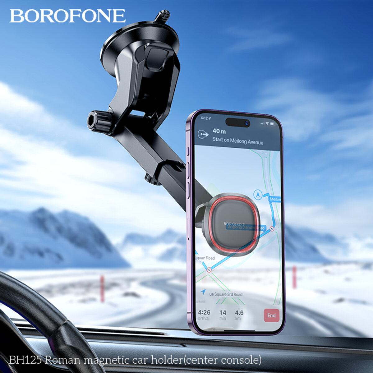 Автотримач для телефона BOROFONE BH125 Roman magnetic car holder (center console) Black and Red на малюнкі №8