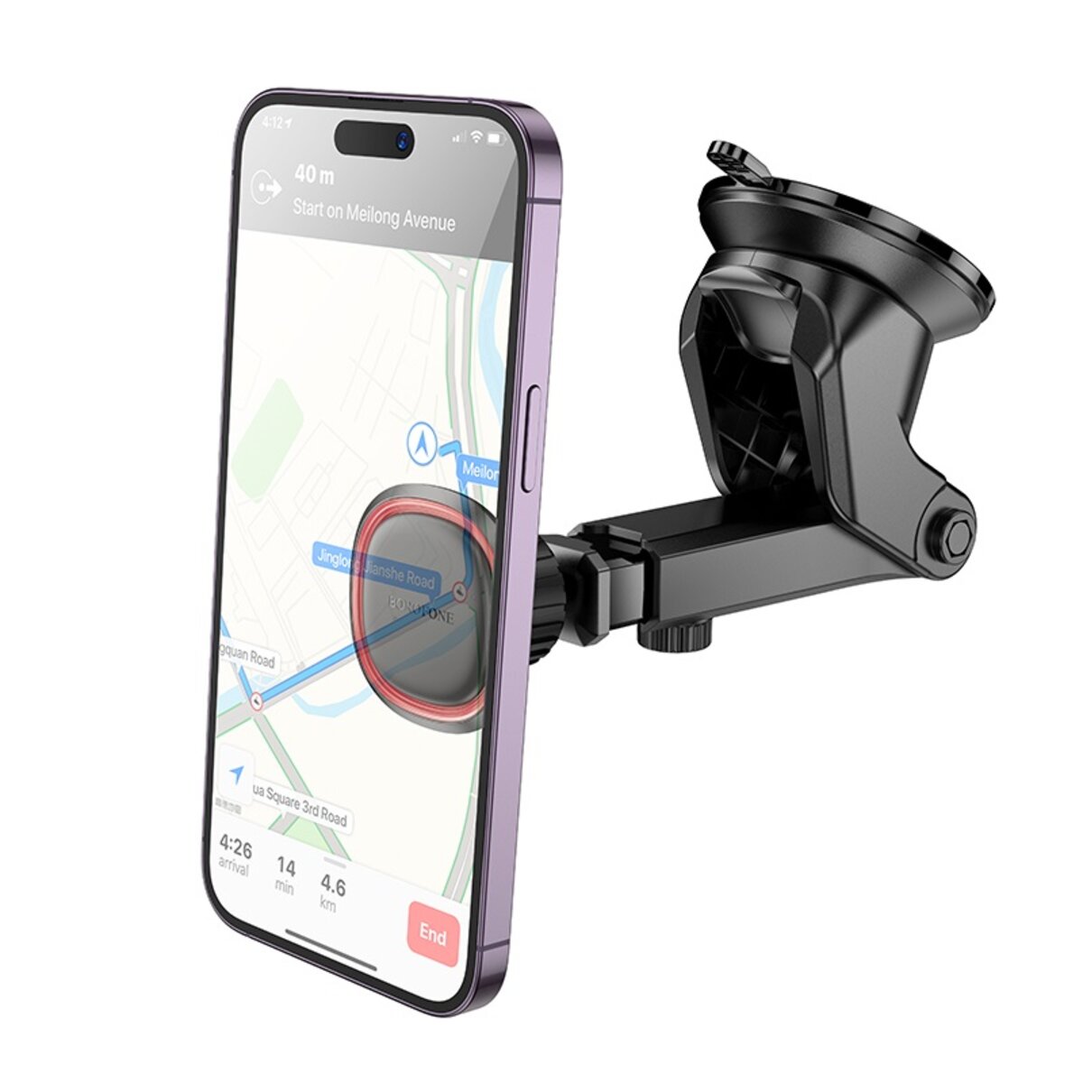 Автотримач для телефона BOROFONE BH125 Roman magnetic car holder (center console) Black and Red на малюнкі №3