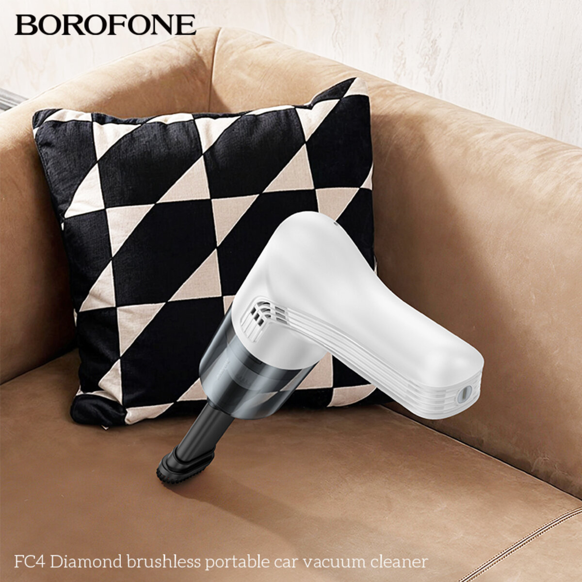 Автомобільний пилосос BOROFONE FC4 Diamond brushless portable car vacuum cleaner White на малюнкі №8