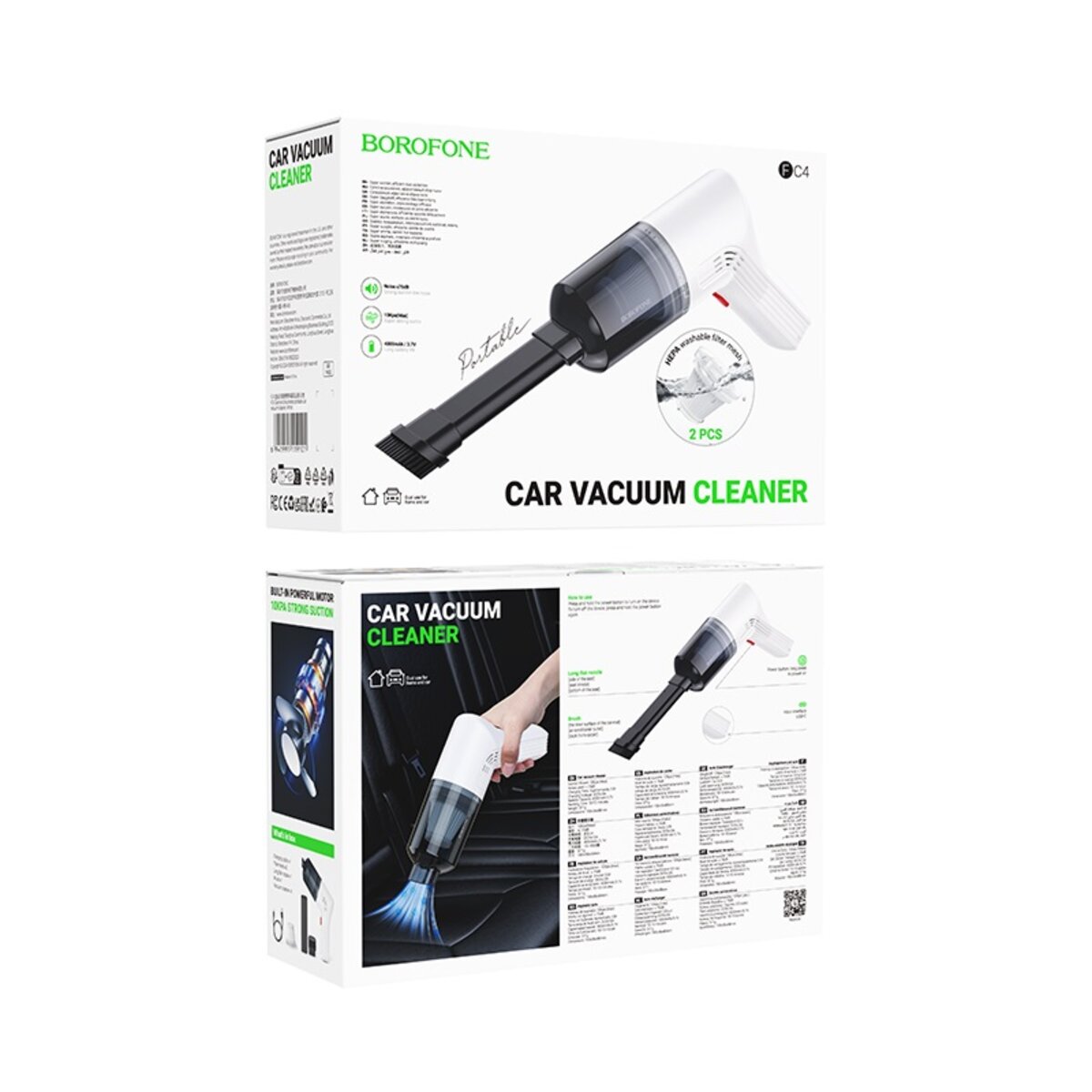 Автомобільний пилосос BOROFONE FC4 Diamond brushless portable car vacuum cleaner White на малюнкі №2