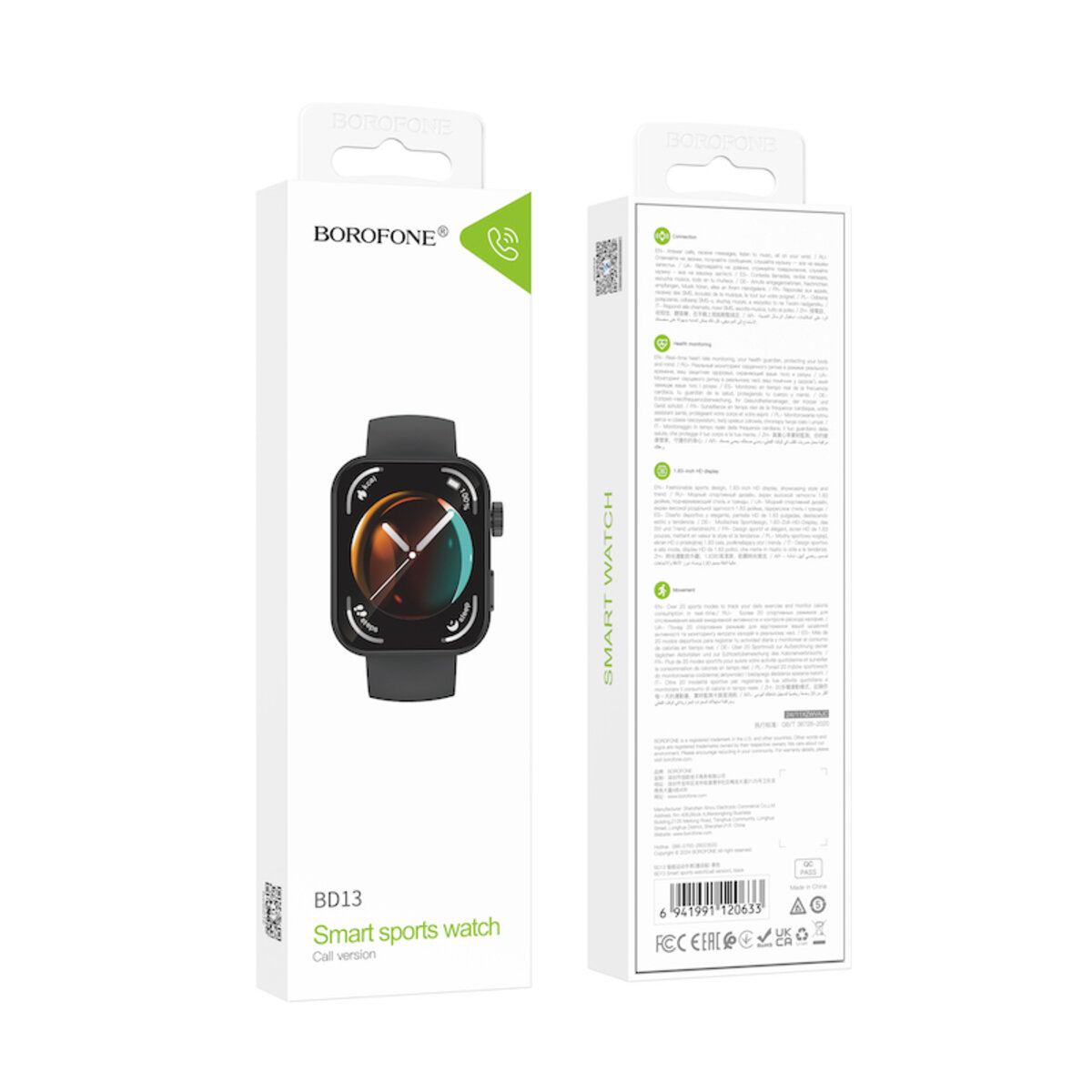 Смарт-годинник BOROFONE BD13 Smart sports watch (call version) Black на малюнкі №2