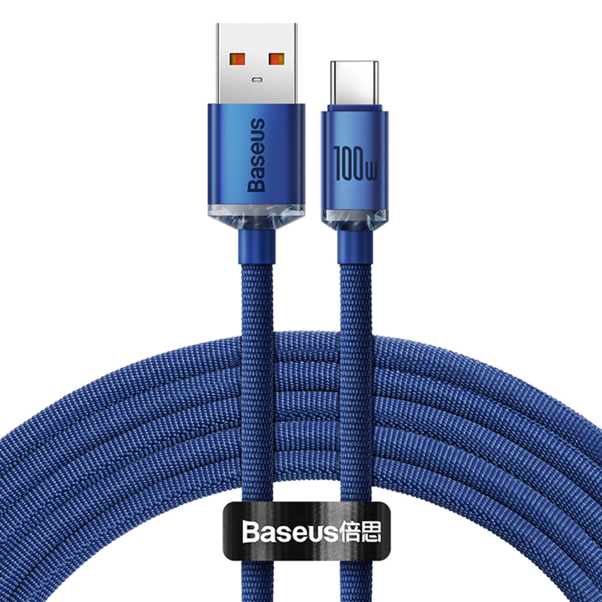 Кабель Baseus Crystal Shine Series Fast Charging Data Cable USB to Type-C 100W 2m Blue на малюнкі №1