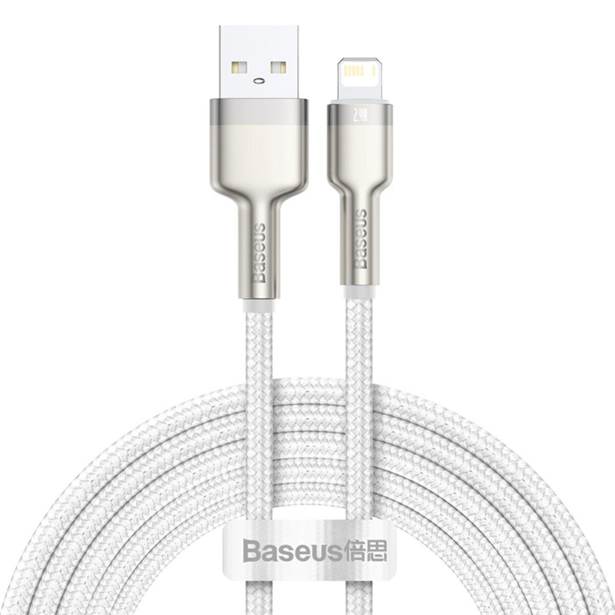 Кабель Baseus Cafule Series Metal Data Cable USB to IP 2.4A 2m White на малюнкі №1