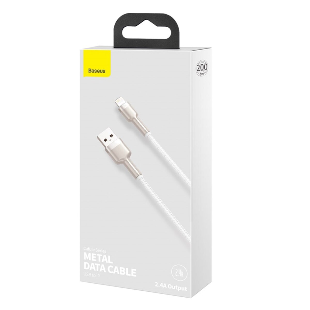 Кабель Baseus Cafule Series Metal Data Cable USB to IP 2.4A 2m White на малюнкі №2