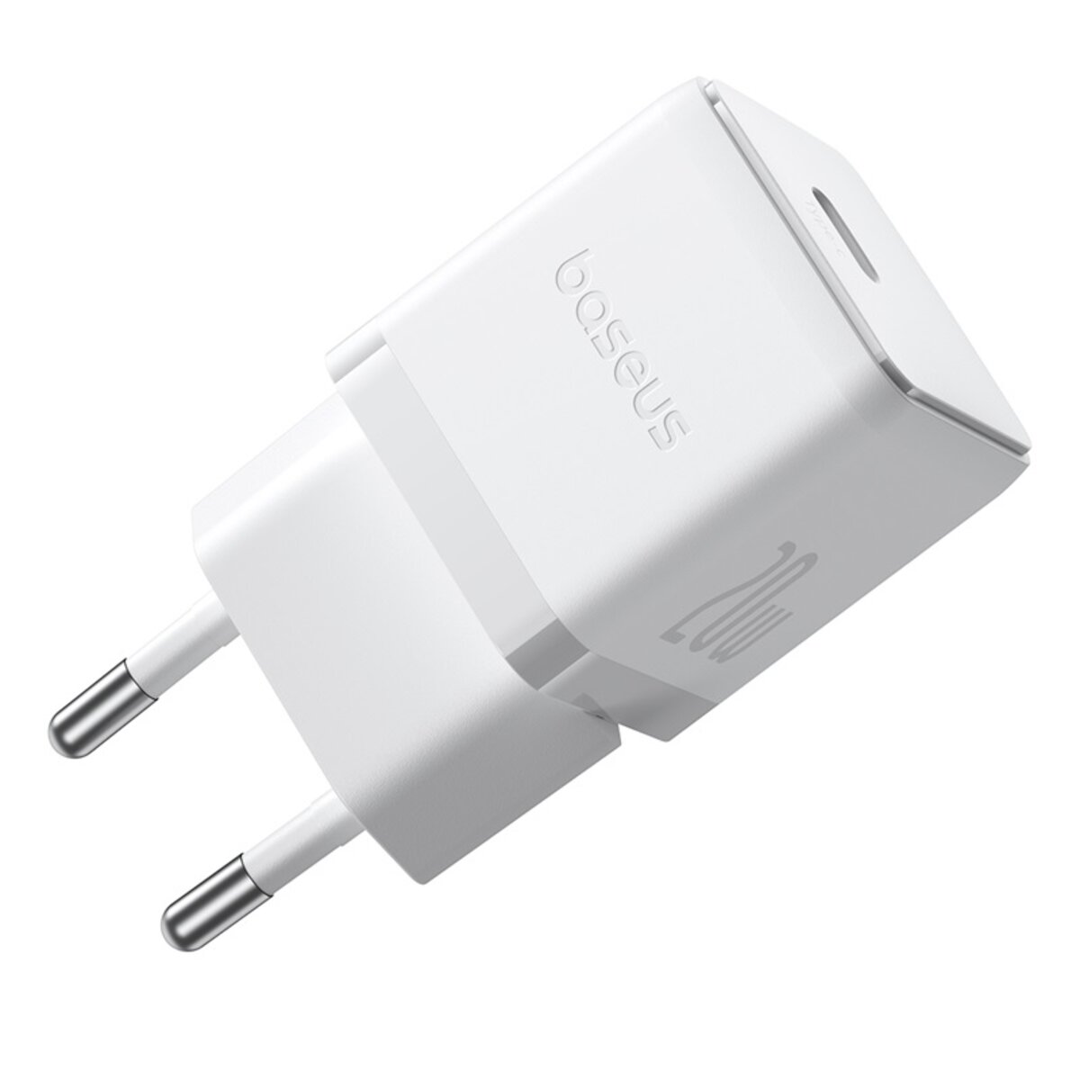Мережевий зарядний пристрій Baseus Palm Fast Charger 1C 20W EU Moon White (with Baseus Mini White Cable USB-C to USB-C 60W (20V/3A) 1m Moon White) на малюнкі №6