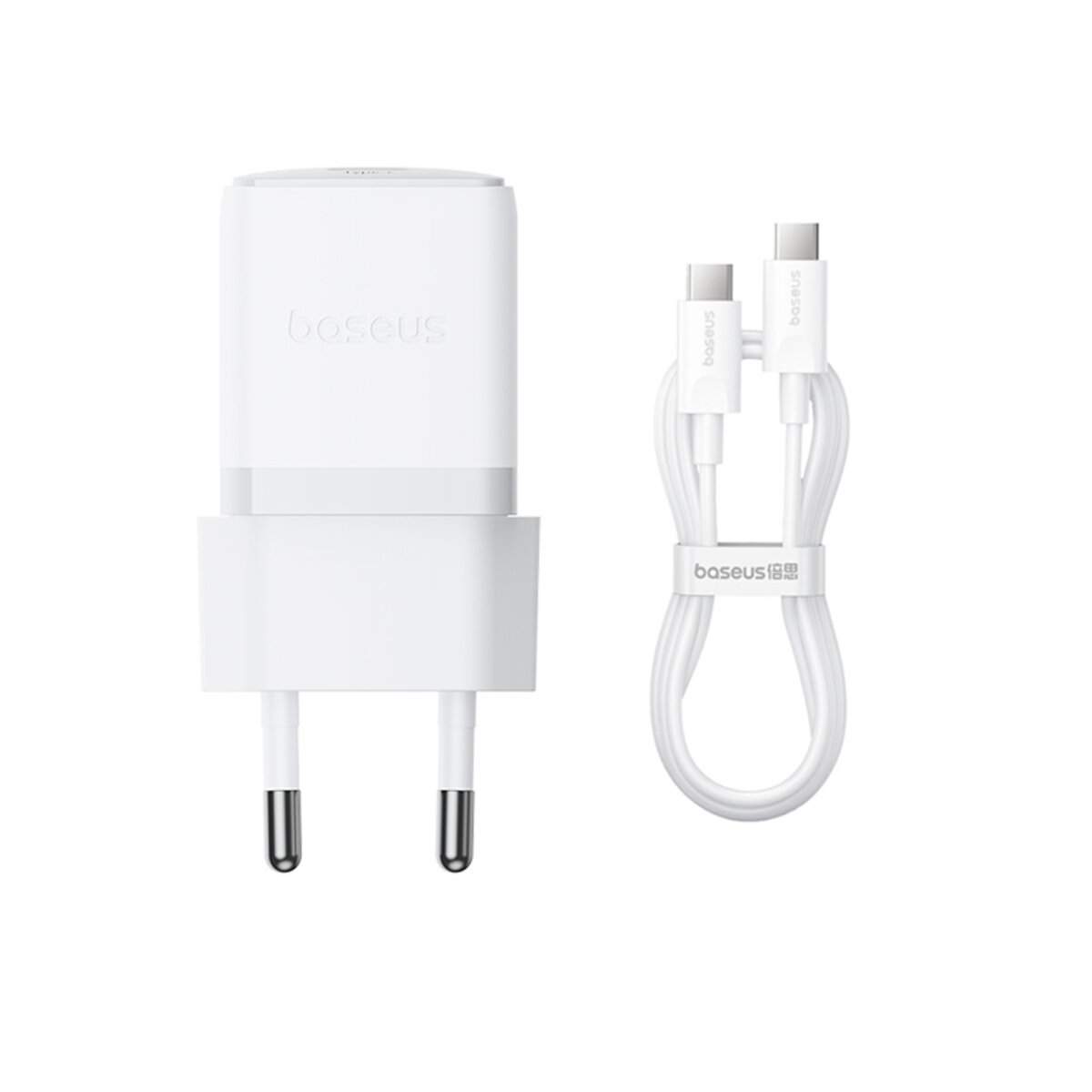 Мережевий зарядний пристрій Baseus Palm Fast Charger 1C 30W EU Moon White(With:Baseus Mini White Cable Type-C to Type-C 60W(20V/3A) 1m Moon White) на малюнкі №1