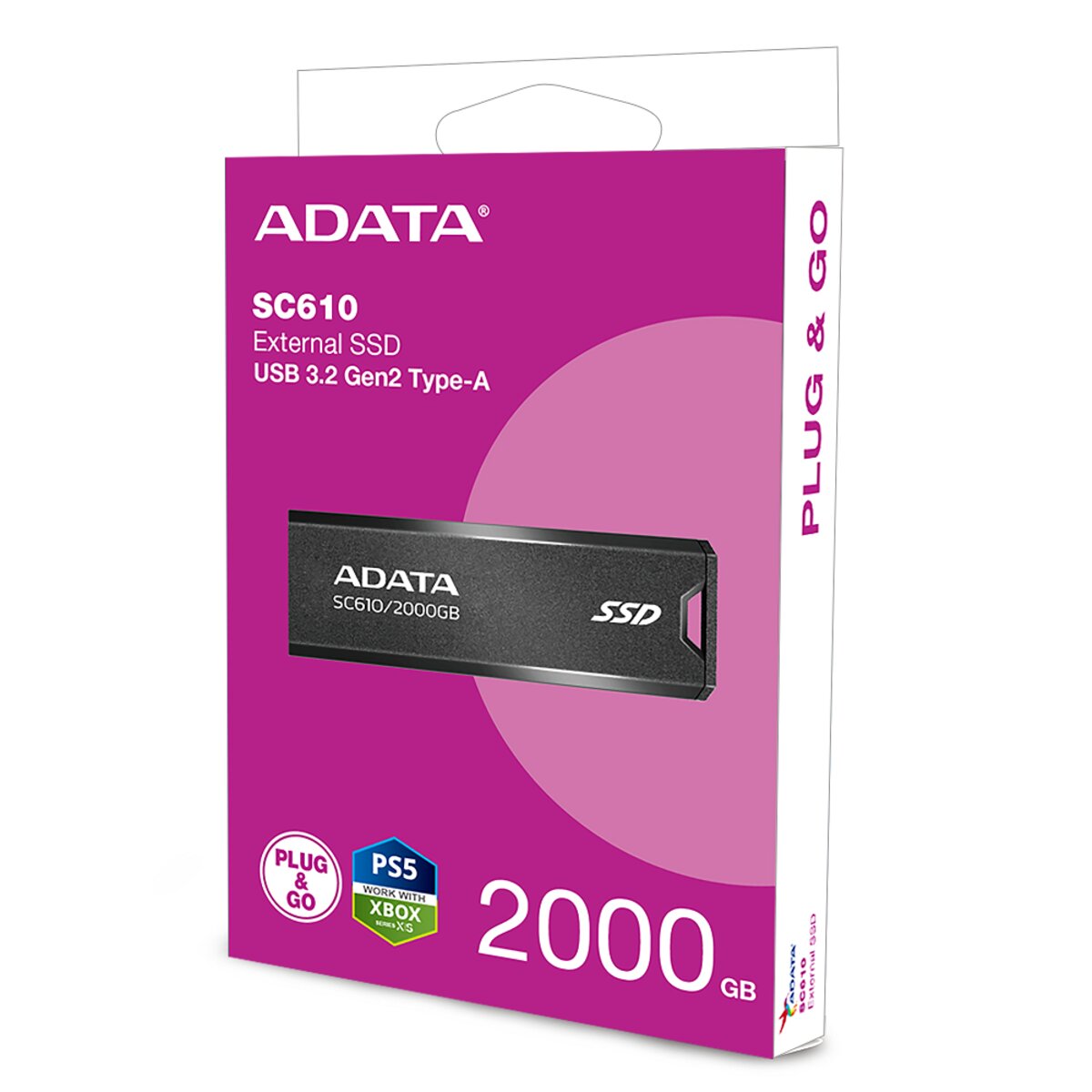 Портативний SSD ADATA SC610 2TB USB 3.2  550/500Mb/s Black (SC610-2000G-CBK/RD) на картинке №2