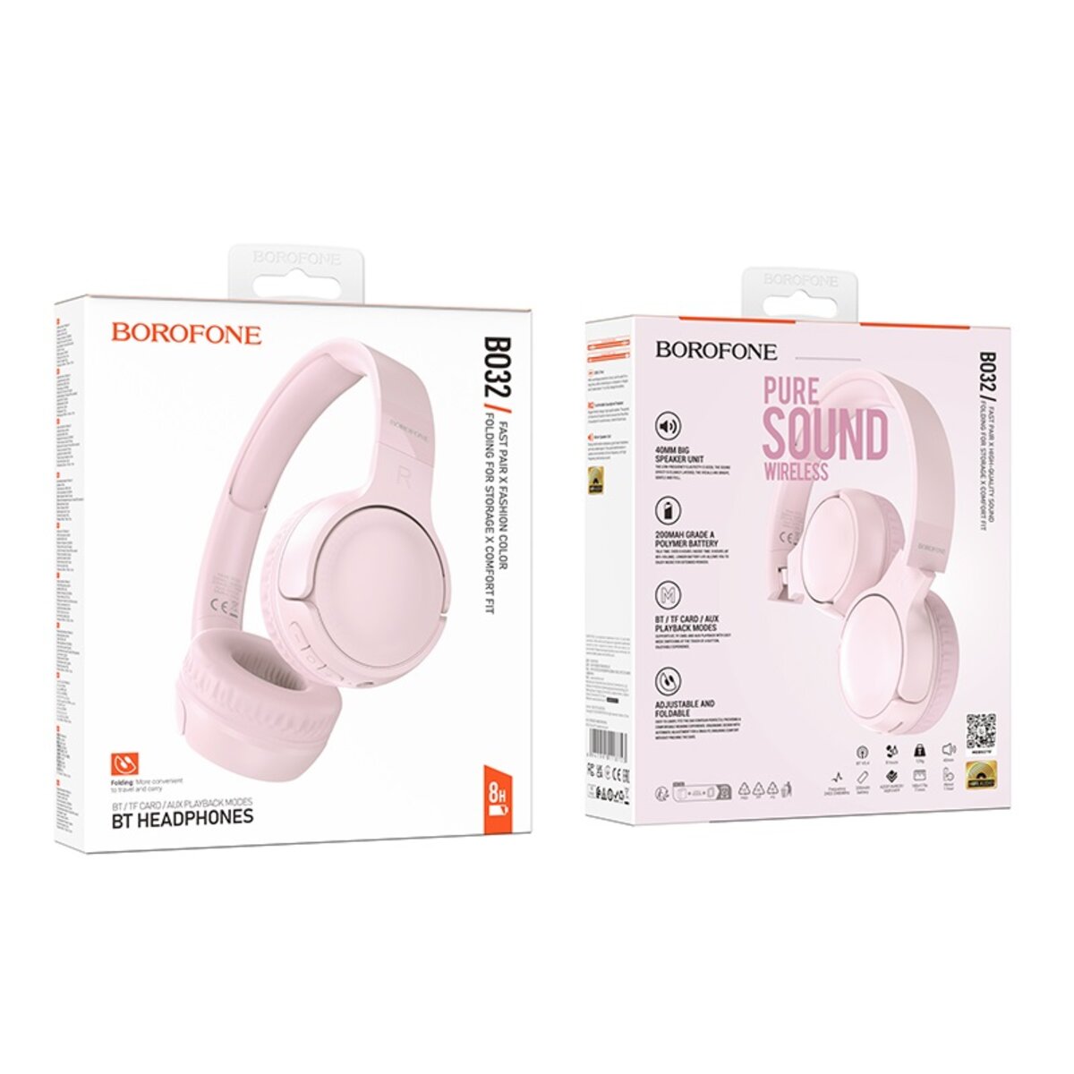 Бездротові навушники BOROFONE BO32 Show BT headphones Pink на малюнкі №2