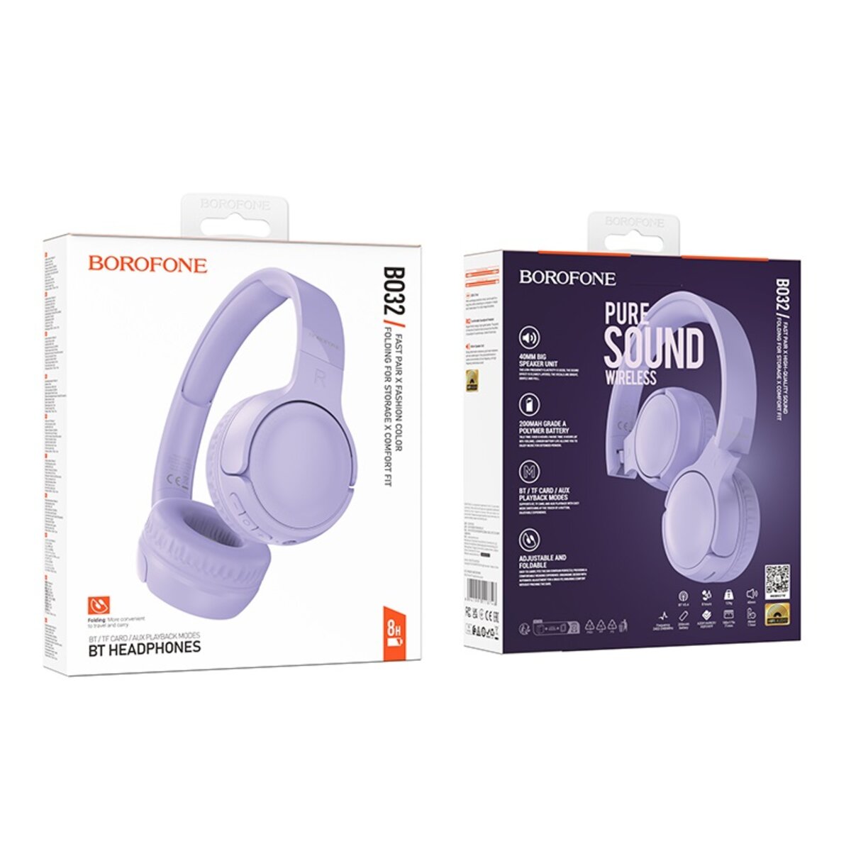 Бездротові навушники BOROFONE BO32 Show BT headphones Purple на малюнкі №2