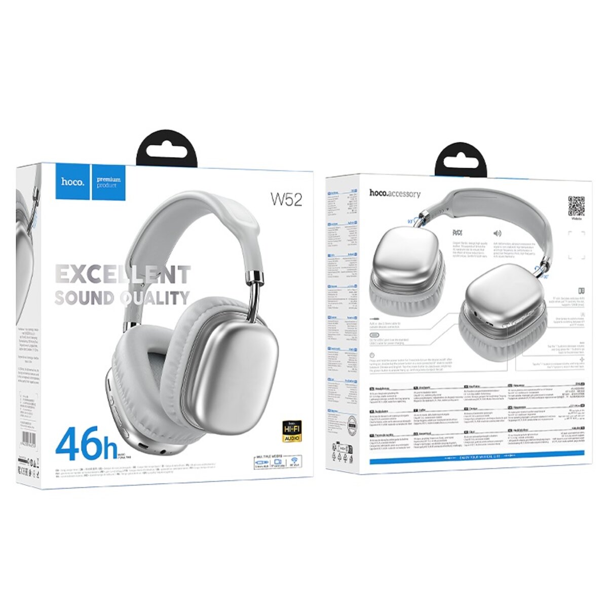 Бездротові навушники HOCO W52 Wonderful BT headphones Silver на малюнкі №2