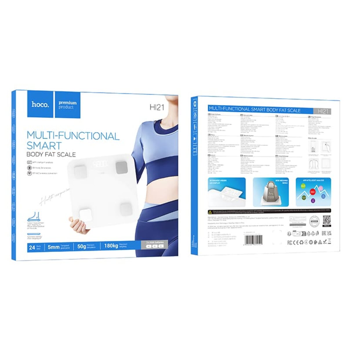 Ваги підлогові HOCO HI21 Smart body fat scale White на малюнкі №2