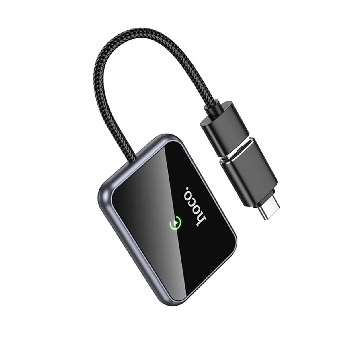 Адаптер HOCO HU1 Way car wireless CarPlay adapter Metal Gray на малюнкі №4