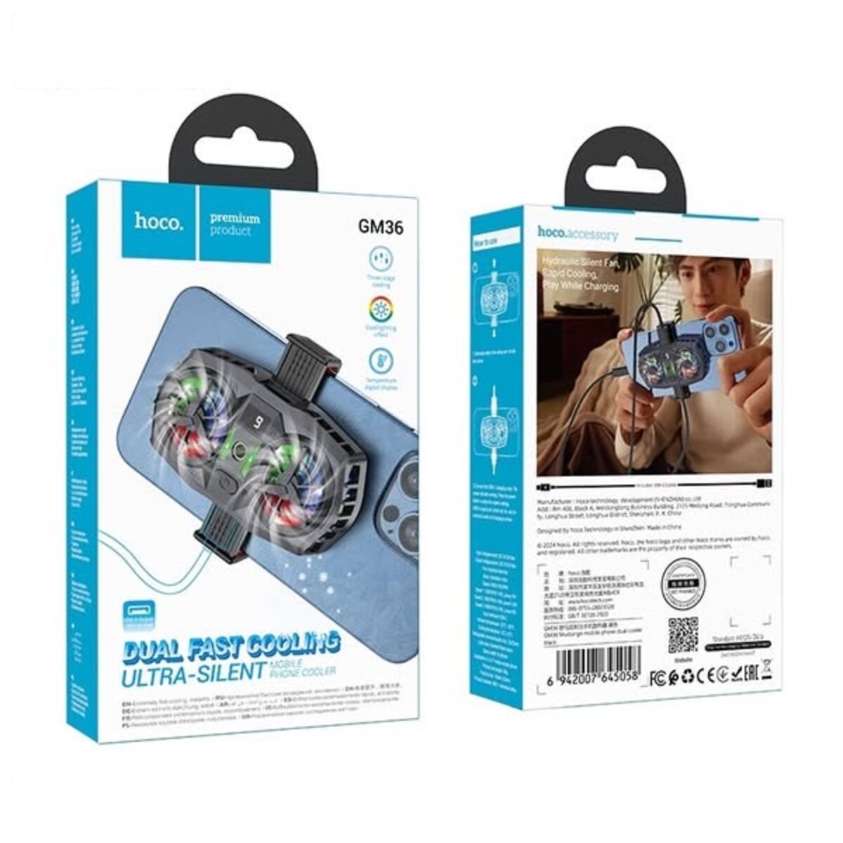 Кулер для мобільного телефона GM36 Mustango mobile phone dual cooler Black на малюнкі №2