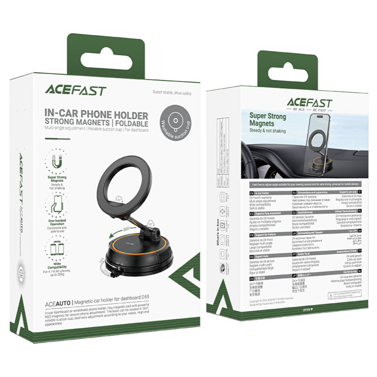 Автотримач для телефона ACEFAST D55 magnetic car holder for dashboard Black на малюнкі №2