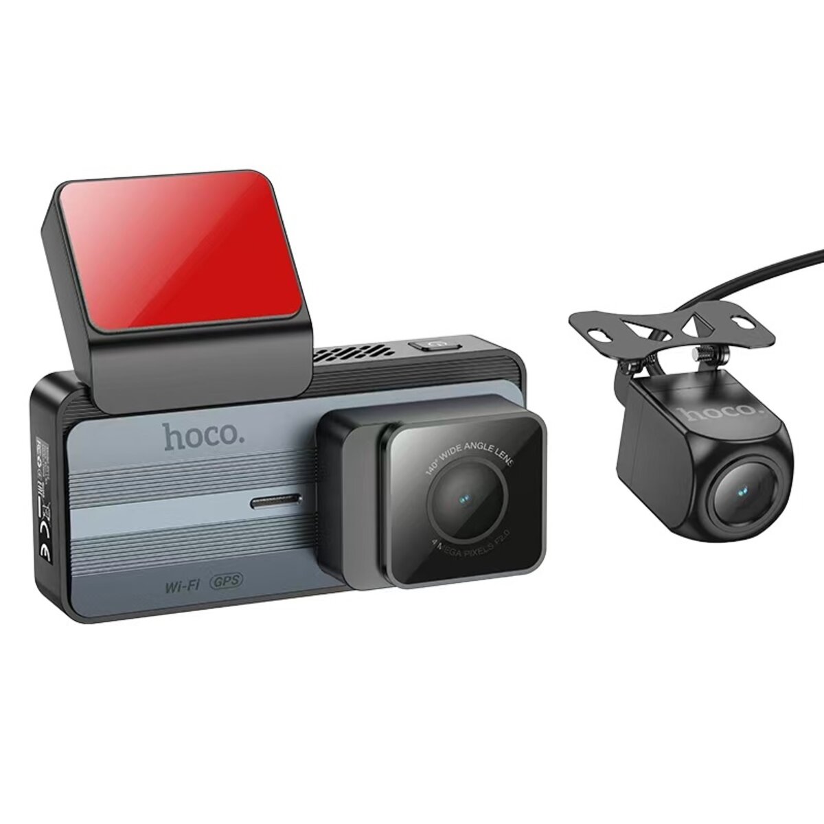 Відеореєстратор HOCO DV12 driving recorder 2K display GPS(with rear camera) Silvery Gray на малюнкі №1