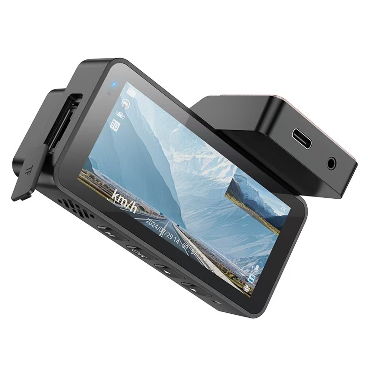 Відеореєстратор HOCO DV12 driving recorder 2K display GPS(with rear camera) Silvery Gray на малюнкі №5