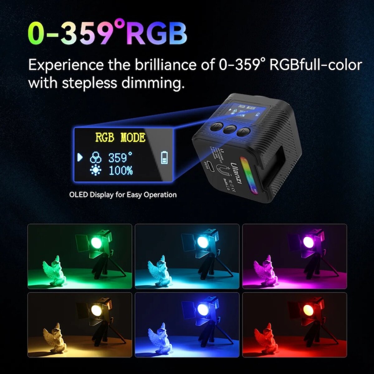 Відеосвітло Ulanzi Vijim L3 RGB COB Fill Light (UV-L052GBB1 L3 RGB) на малюнкі №6