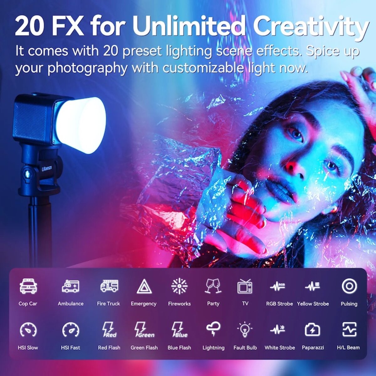 Відеосвітло Ulanzi Vijim L3 RGB COB Fill Light (UV-L052GBB1 L3 RGB) на малюнкі №8