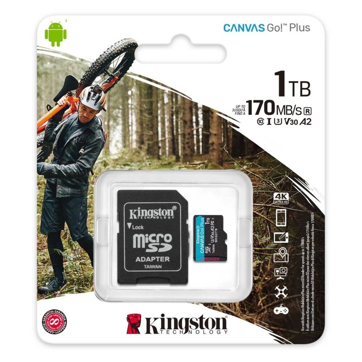 Карта памяті microSDXC (UHS-1 U3) Kingston Canvas Go Plus 1TB class 10 A2 V30 (R170MB/s, W90MB/s) (adapter SD) (SDCG3/1TB) Фото 2 Карта памяті microSDXC (UHS-1 U3) Kingston Canvas Go Plus 1TB class 10 A2 V30 (R170MB/s, W90MB/s) (adapter SD) (SDCG3/1TB) на картинке №2