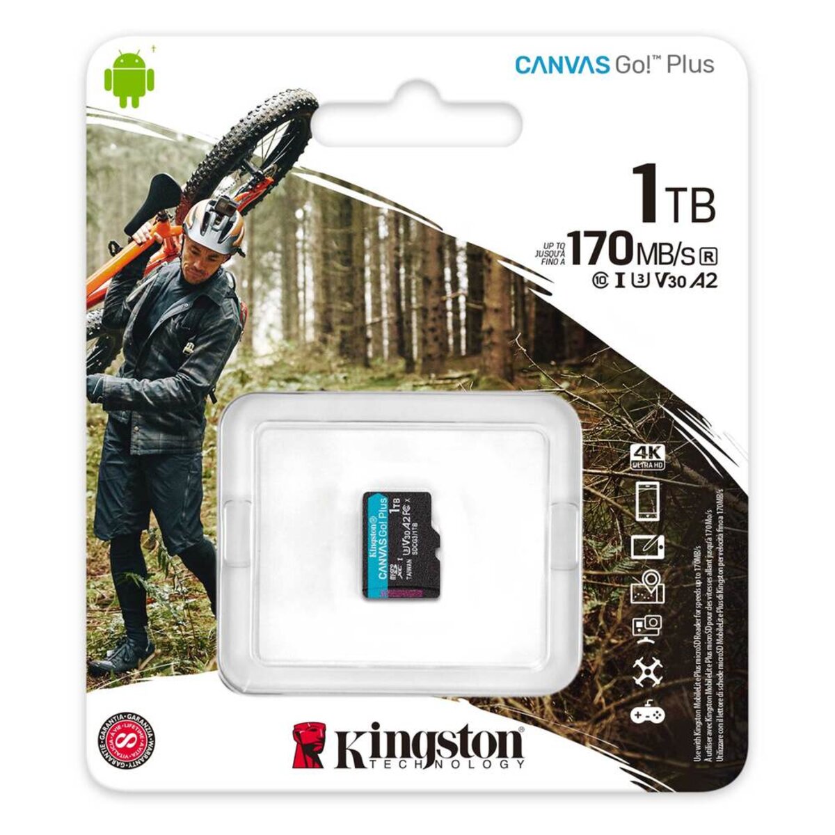 Карта памяті microSDXC (UHS-1 U3) Kingston Canvas Go Plus 1TB class 10 A2 V30 (R170MB/s, W90MB/s) (SDCG3/1TBSP) Фото 2 Карта памяті microSDXC (UHS-1 U3) Kingston Canvas Go Plus 1TB class 10 A2 V30 (R170MB/s, W90MB/s) (SDCG3/1TBSP) на картинке №2