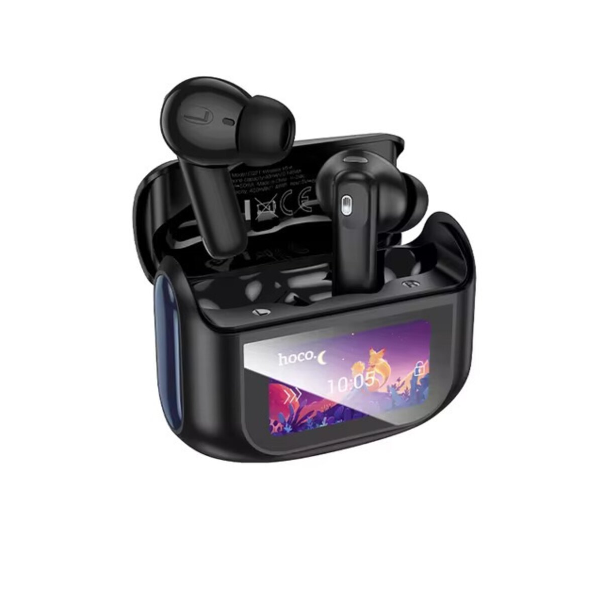 Бездротові навушники HOCO EQ21 Sandy true wireless ANC+ENC noise reduction touch screen BT headset Midnight Black на малюнкі №1