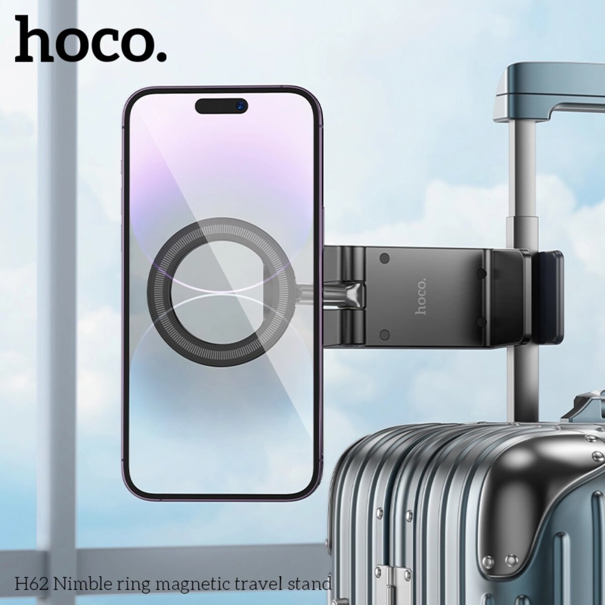 Тримач для телефона HOCO H62 Nimble ring magnetic travel stand Black на малюнкі №7