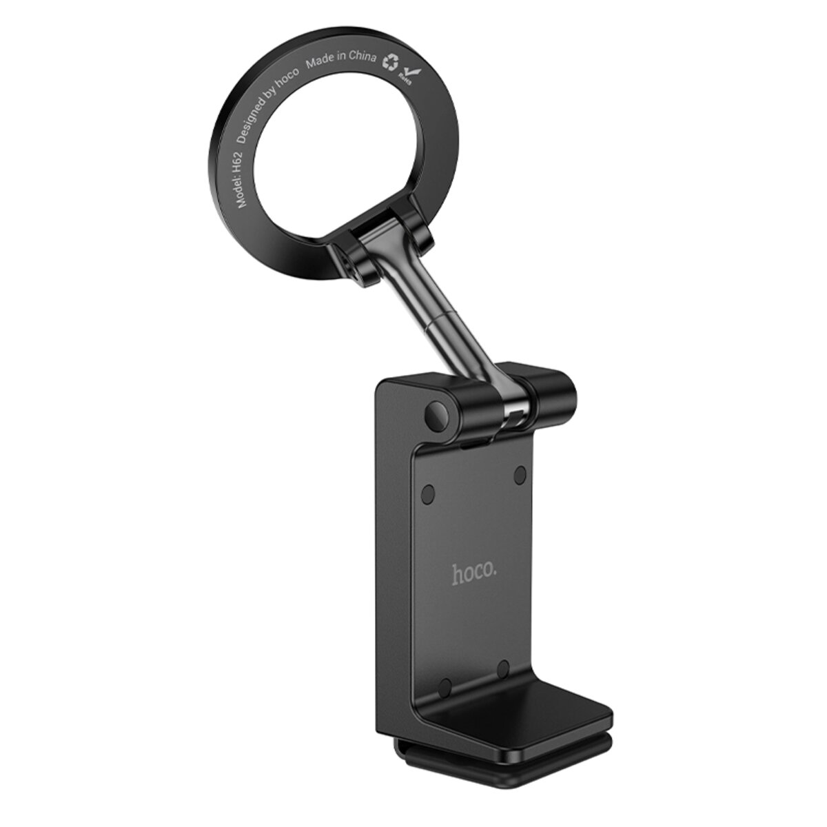 Тримач для телефона HOCO H62 Nimble ring magnetic travel stand Black на малюнкі №4
