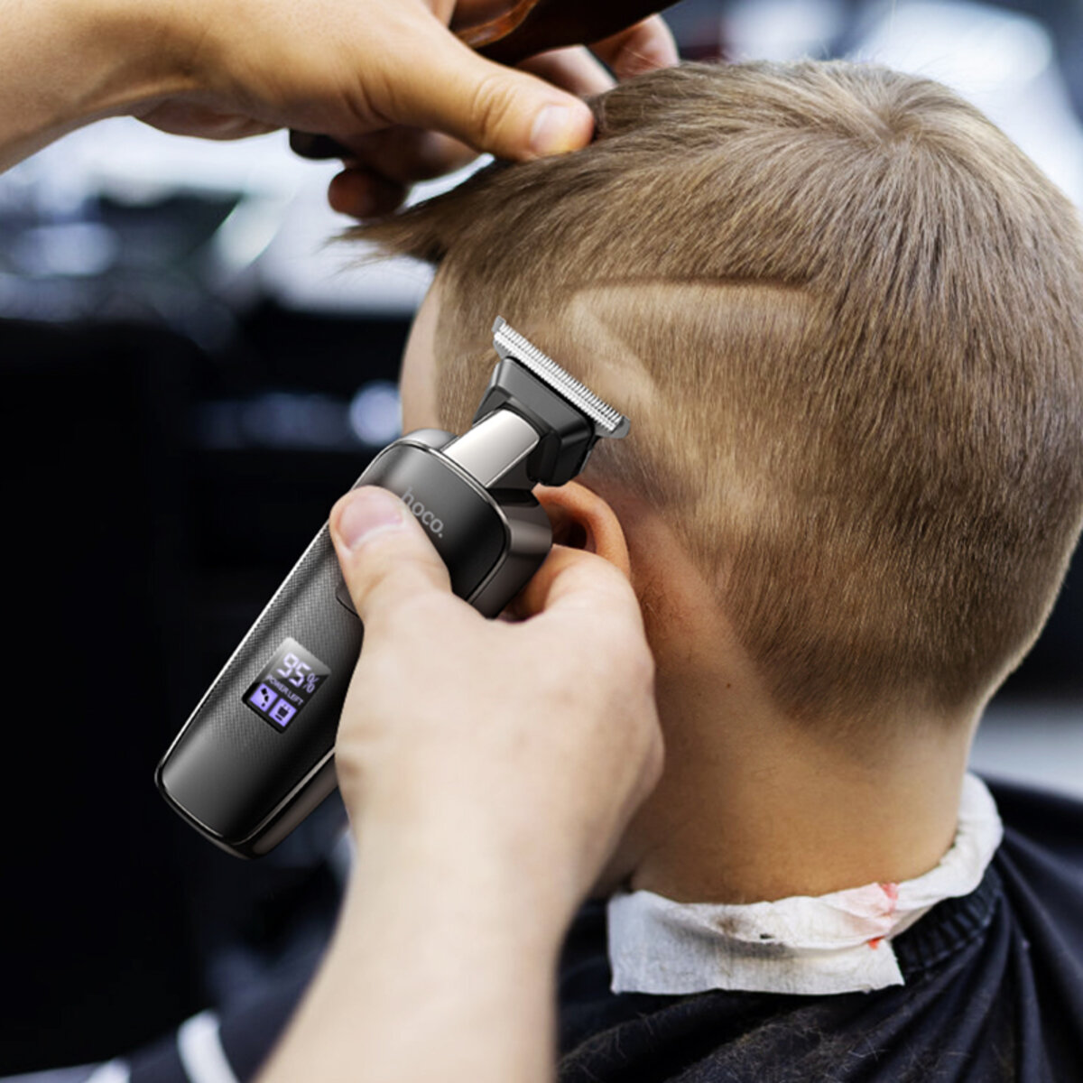 Машинка для стрижки HOCO HP23 Diamond engraving electric hair clipper Black на малюнкі №6