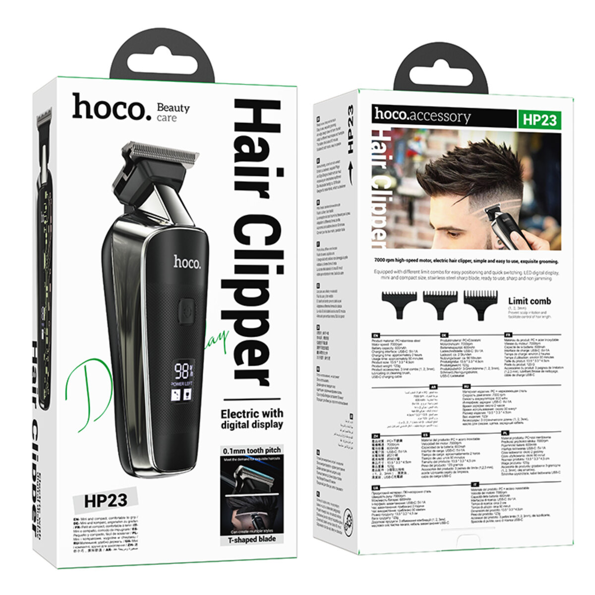 Машинка для стрижки HOCO HP23 Diamond engraving electric hair clipper Black на малюнкі №2
