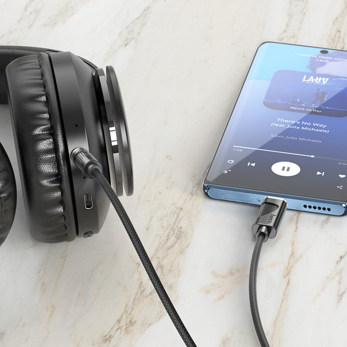 Аудiокабель HOCO UPA30 Friend digital audio conversion cable Type-C Black на малюнкі №5