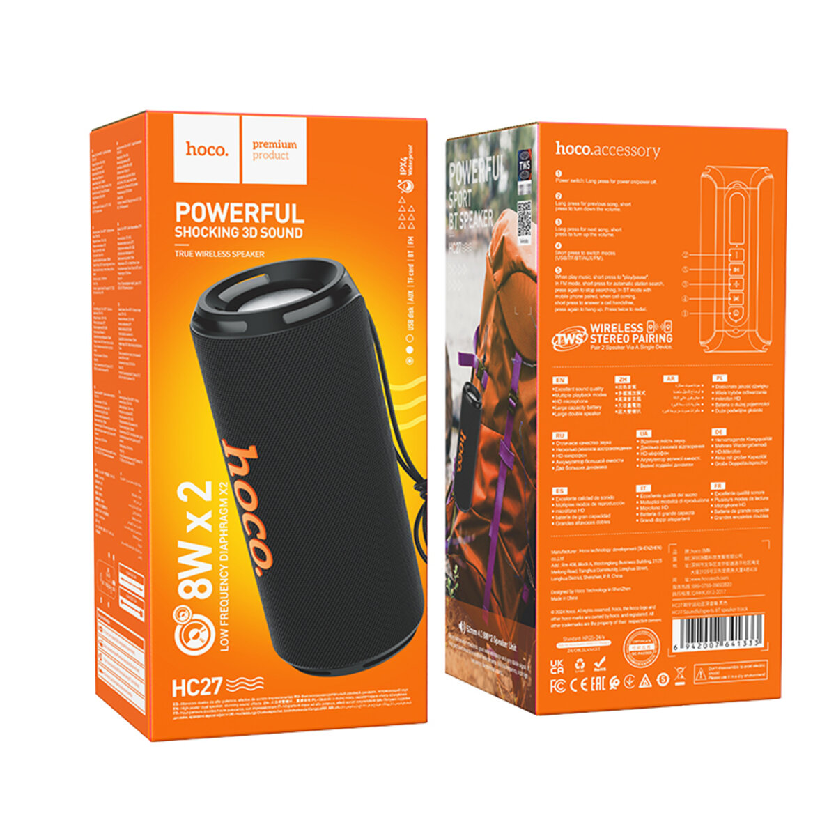 Портативна колонка HOCO HC27 Soundful sports BT speaker Black на малюнкі №2