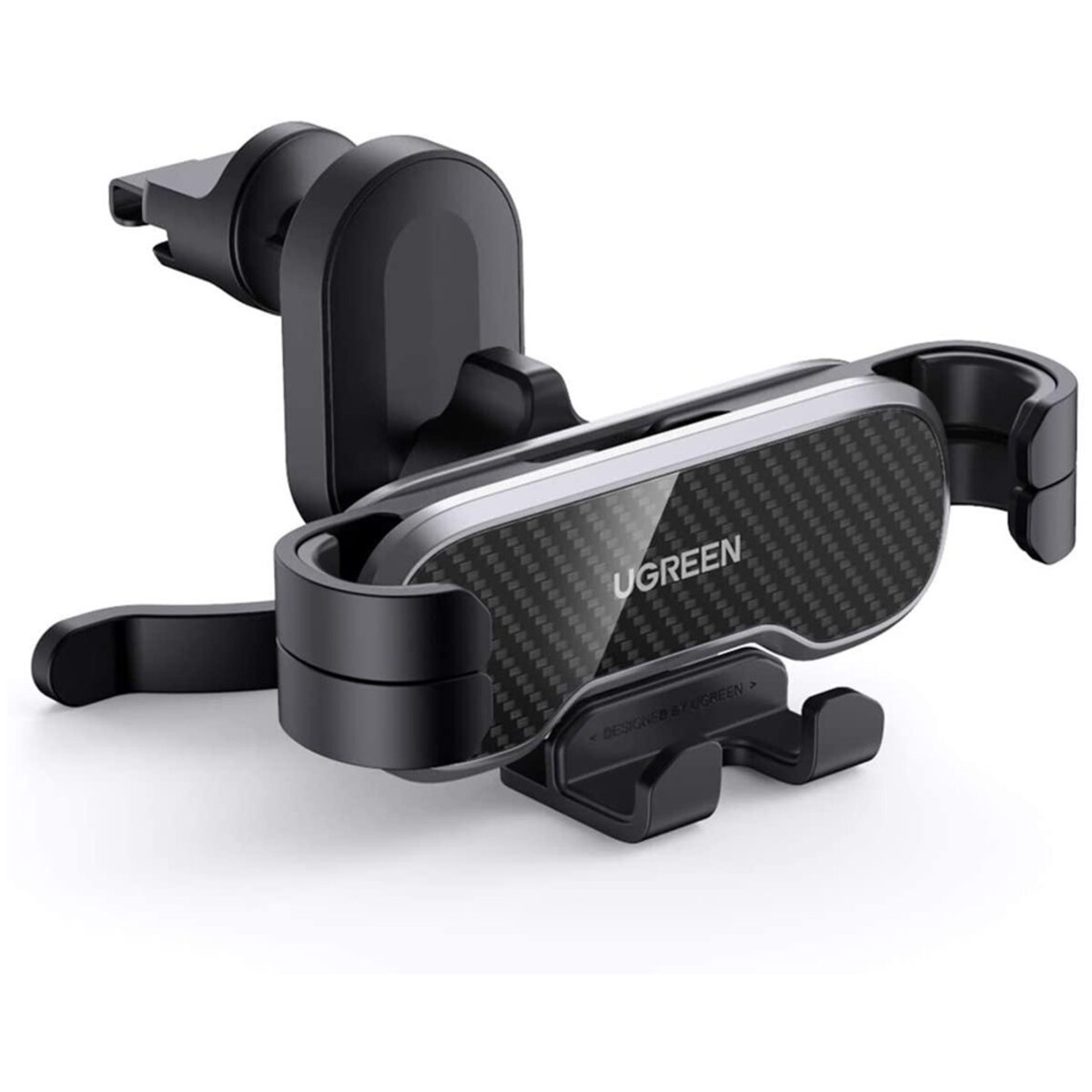 Автотримач для телефона UGREEN LP228 Gravity Drive Air Vent Car Mount Phone Holder With Arc-Shaped mounting clip Black на малюнкі №3