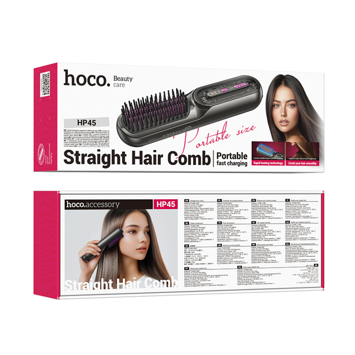 Гребінець для випрямлення волосся HOCO HP45 Heating straight hair comb Gray на малюнкі №2
