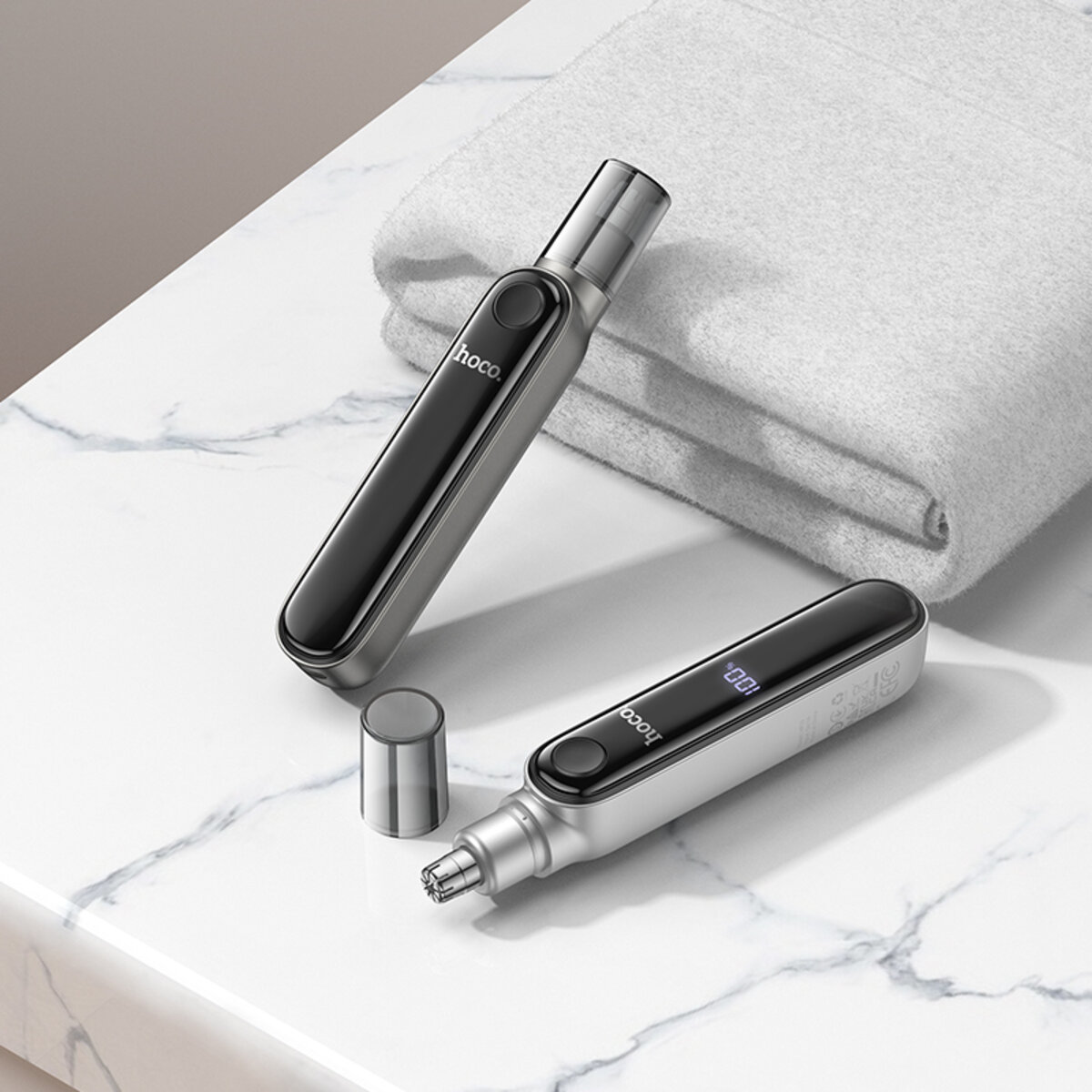 Тример для носа HOCO HP33 electric nose hair trimmer with display Metal gray на малюнкі №5