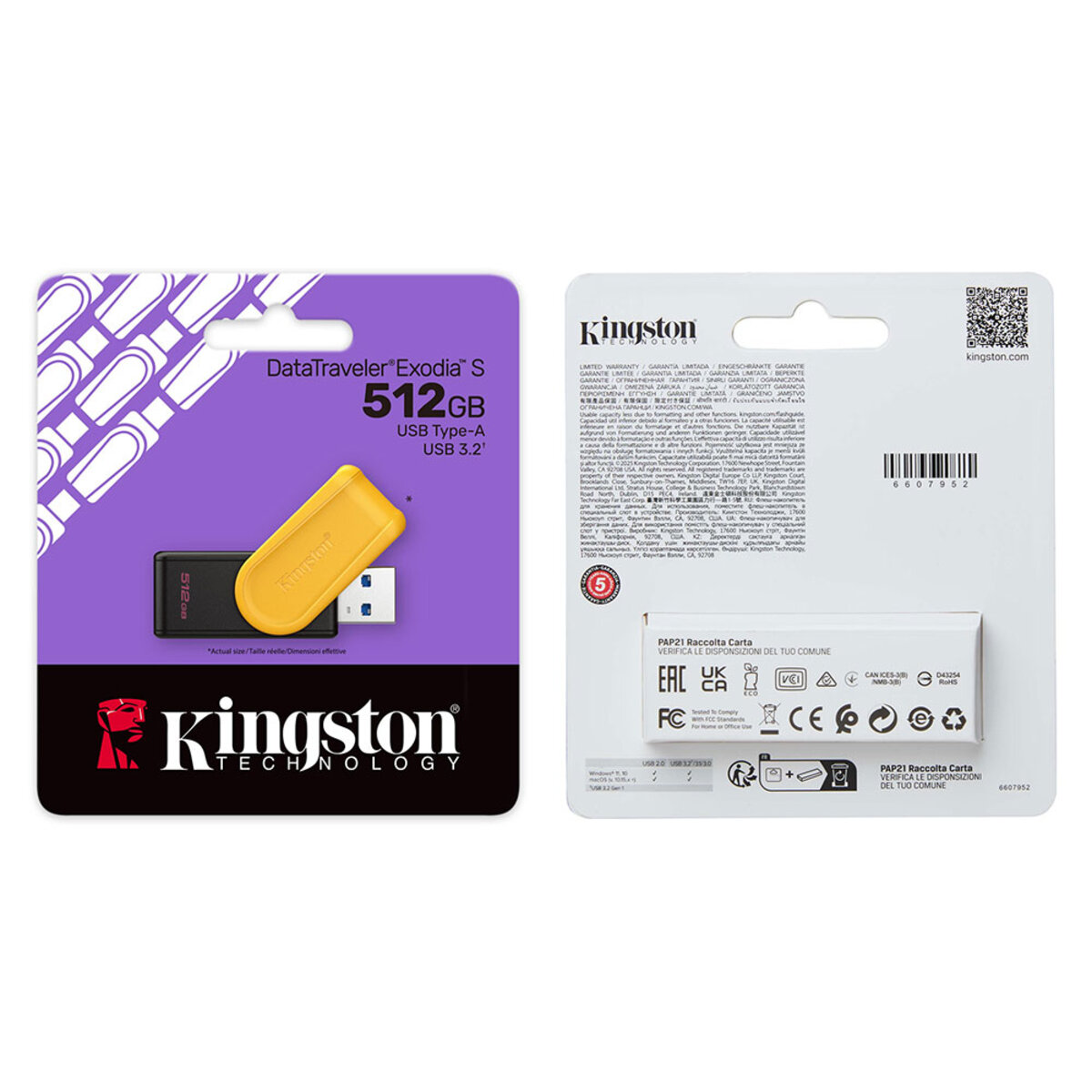 Флеш-накопичувач Kingston USB 3.2 DT Exodia S 512GB Black/Yellow на малюнкі №2