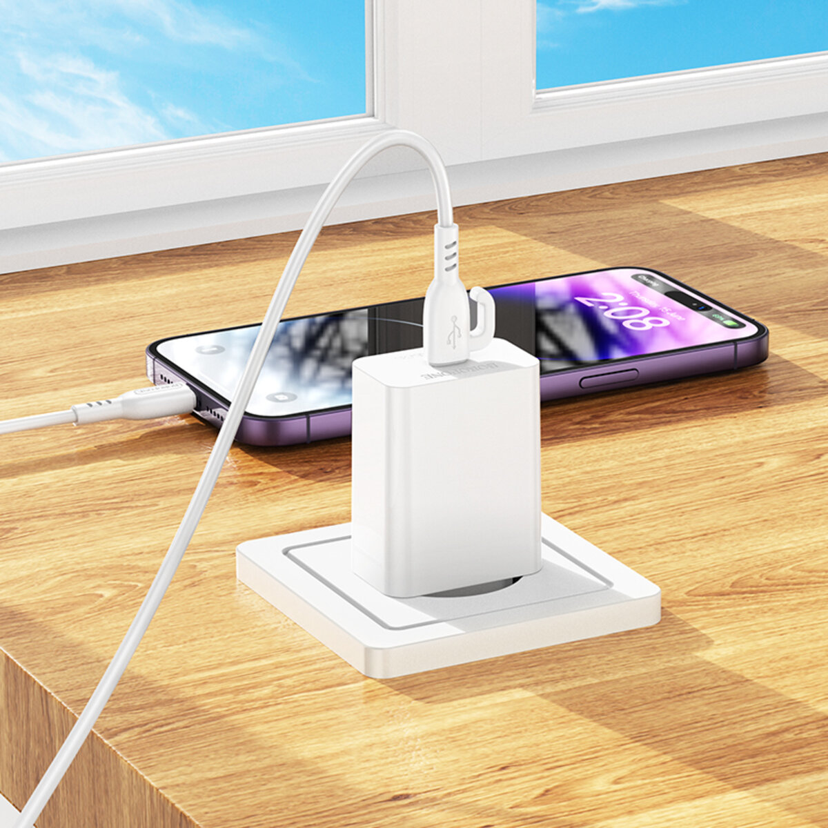 Мережевий зарядний пристрій BOROFONE BA21A Pro Long journey single port PD20W charger White на малюнкі №7
