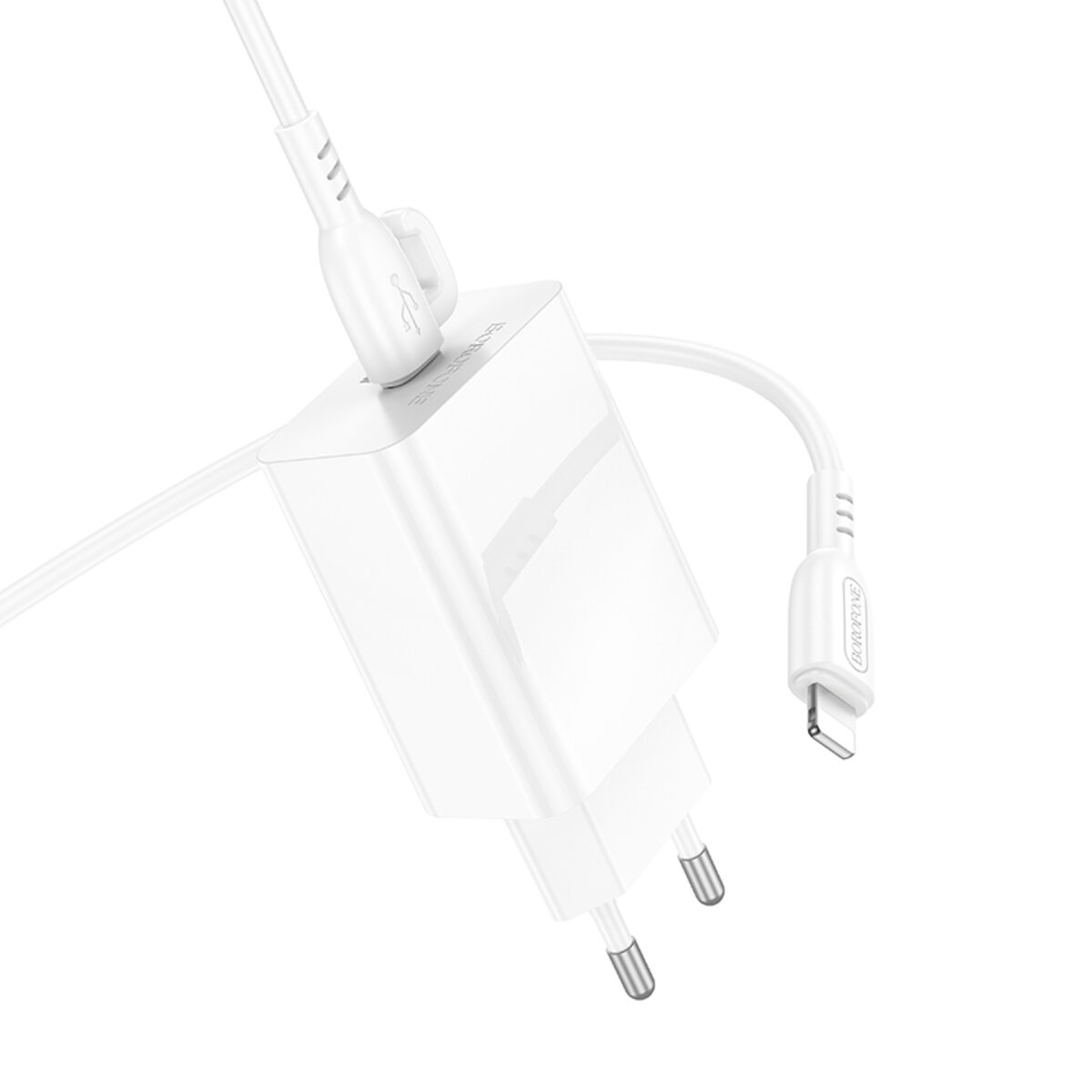 Мережевий зарядний пристрій BOROFONE BA21A Pro Long journey single port PD20W charger set(C to iP) White на малюнкі №4