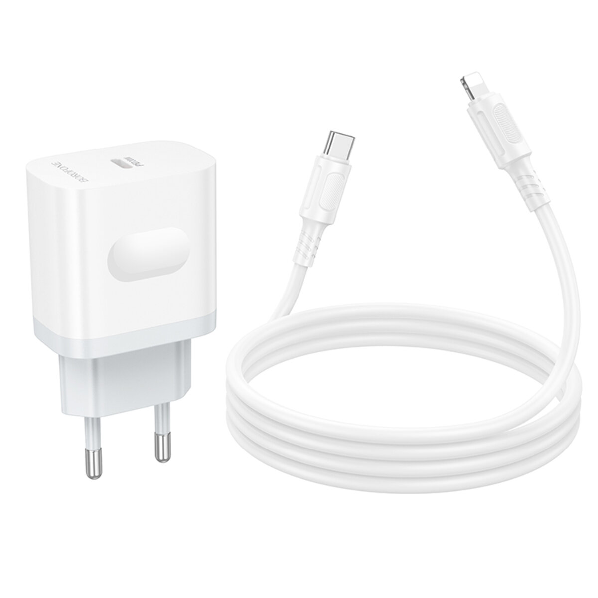 Мережевий зарядний пристрій BOROFONE BA99A Breeze single port PD20W charger set(C to iP) White на малюнкі №7