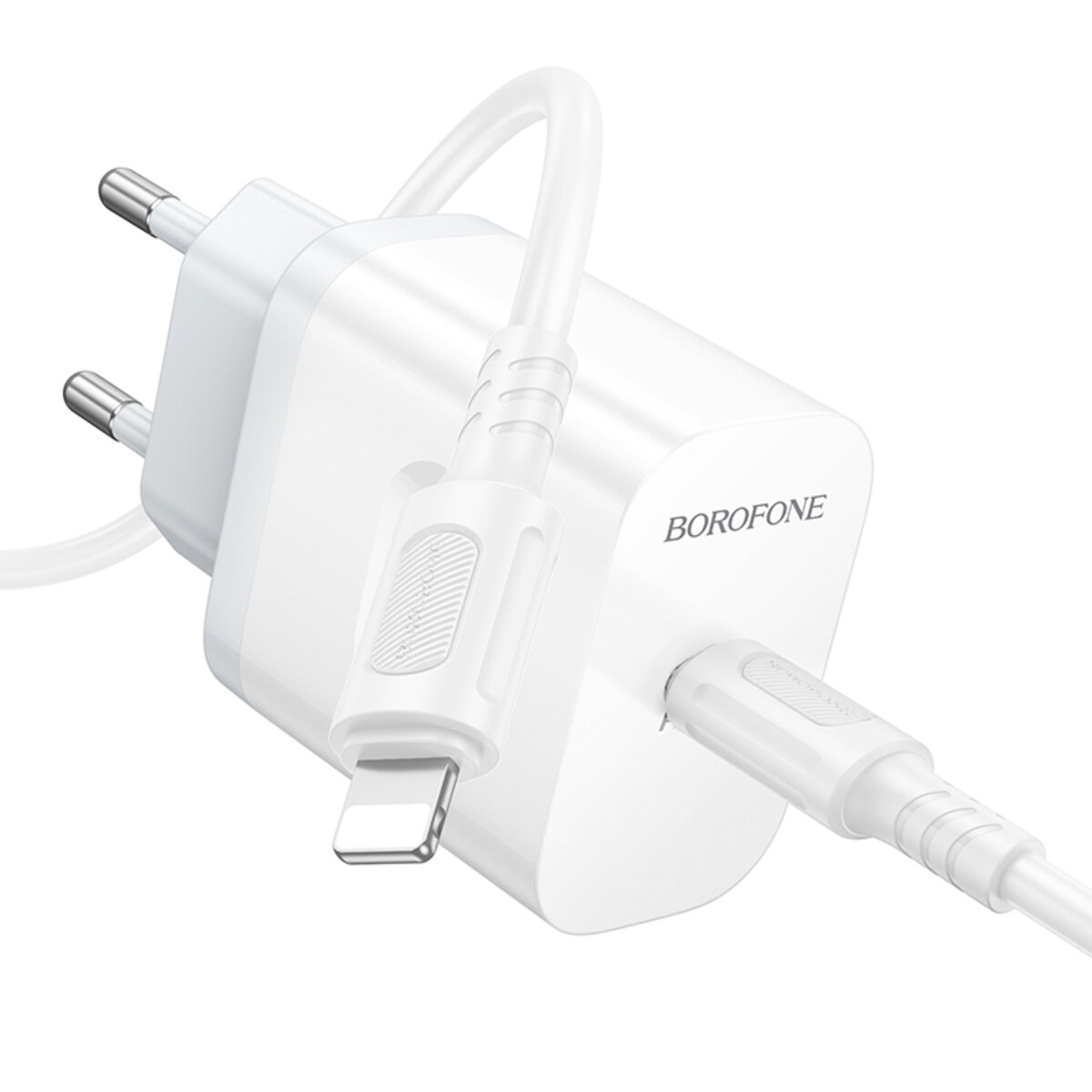 Мережевий зарядний пристрій BOROFONE BA99A Breeze single port PD20W charger set(C to iP) White на малюнкі №3