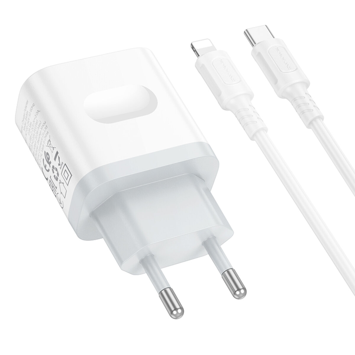 Мережевий зарядний пристрій BOROFONE BA99A Breeze single port PD20W charger set(C to iP) White на малюнкі №6