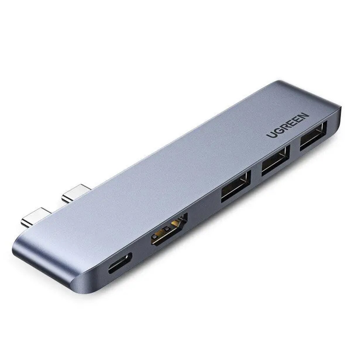 USB-Хаб UGREEN CM251 Dual USB-C To HDMI+3*USB 3.0 A+Type C Female Converter на малюнкі №1