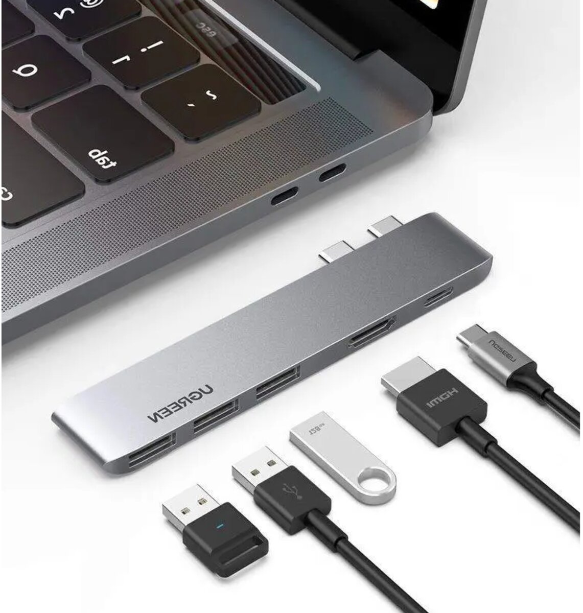 USB-Хаб UGREEN CM251 Dual USB-C To HDMI+3*USB 3.0 A+Type C Female Converter на малюнкі №7