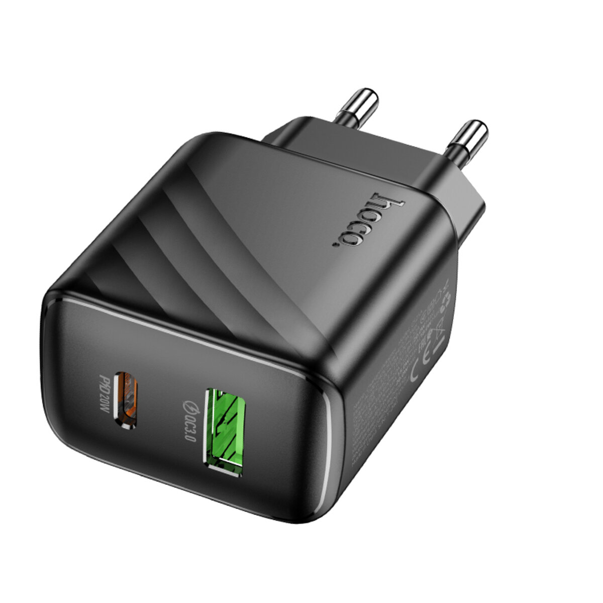 Мережевий зарядний пристрій HOCO CS25A Rico PD20W+QC3.0 charger Black на малюнкі №7