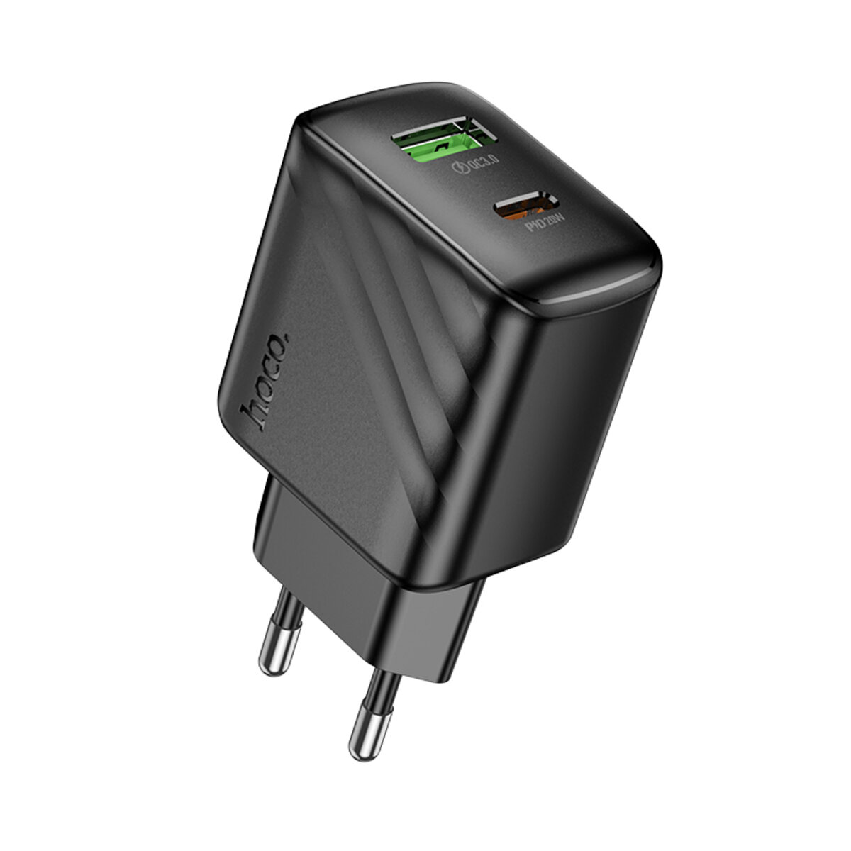 Мережевий зарядний пристрій HOCO CS25A Rico PD20W+QC3.0 charger Black на малюнкі №1